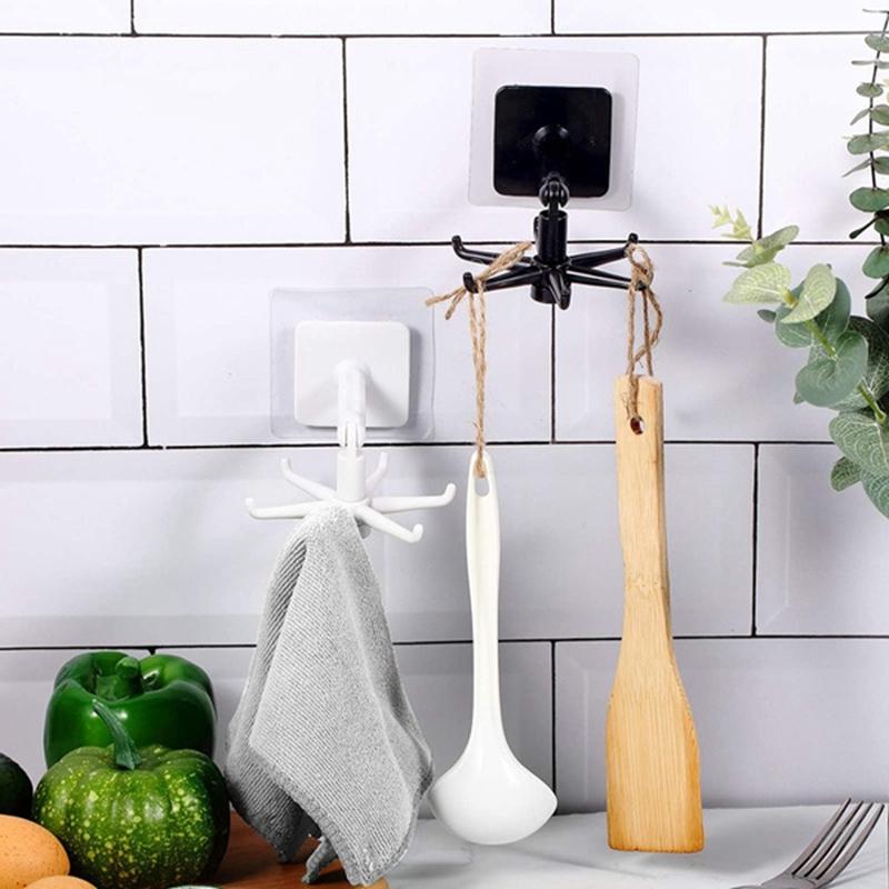 360 Rotating Folding Hook Self-Adhesive 180 Degrees Vertical Flip Hook Waterproof Utility Hook for Home Bathroom Kitchen Office Towel