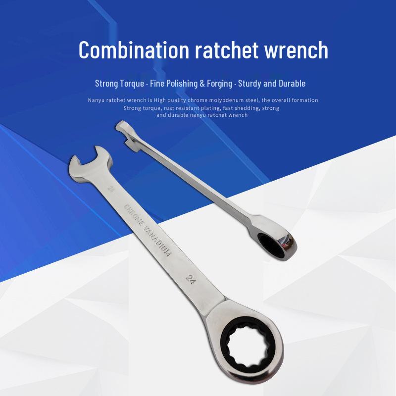Dual-Head Ratchet Wrench 6-32mm, 72-Tooth CRV, Quick-Release Open-End & Plum Blossom Design 6mm