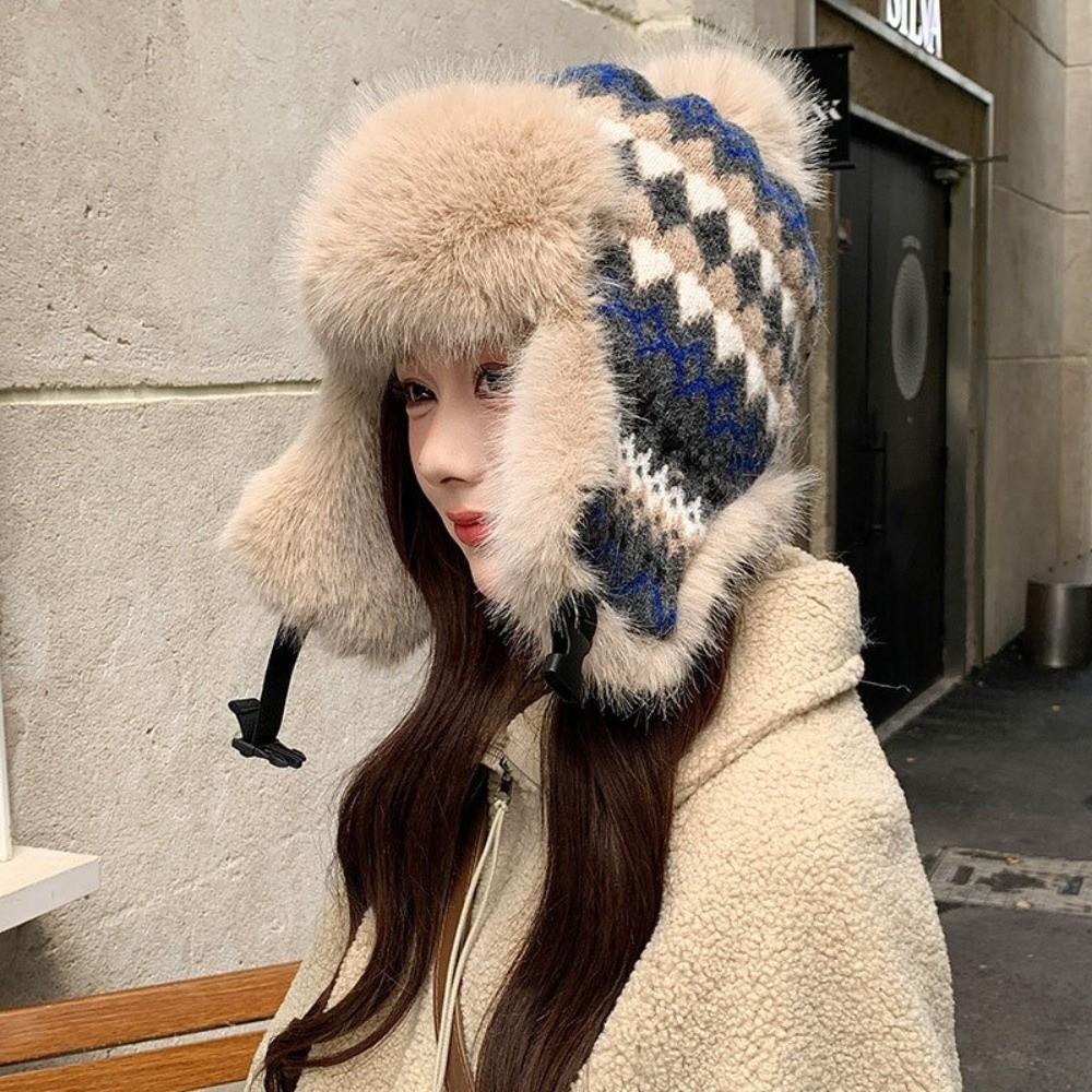 Chapeau à Oreillettes Thermique Coupe-vent Chapeau en Fausse Fourrure Tendance Bonnet Chaud d'Hiver Activités Extérieures Hivernales