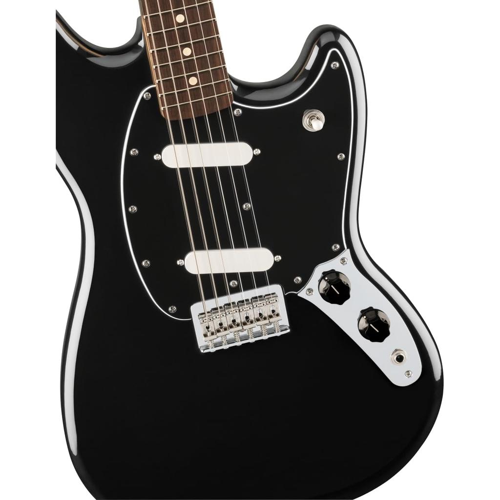 Electric Guitar Player II Mustang, Rosewood Fingerboard, Black with Soft Case
