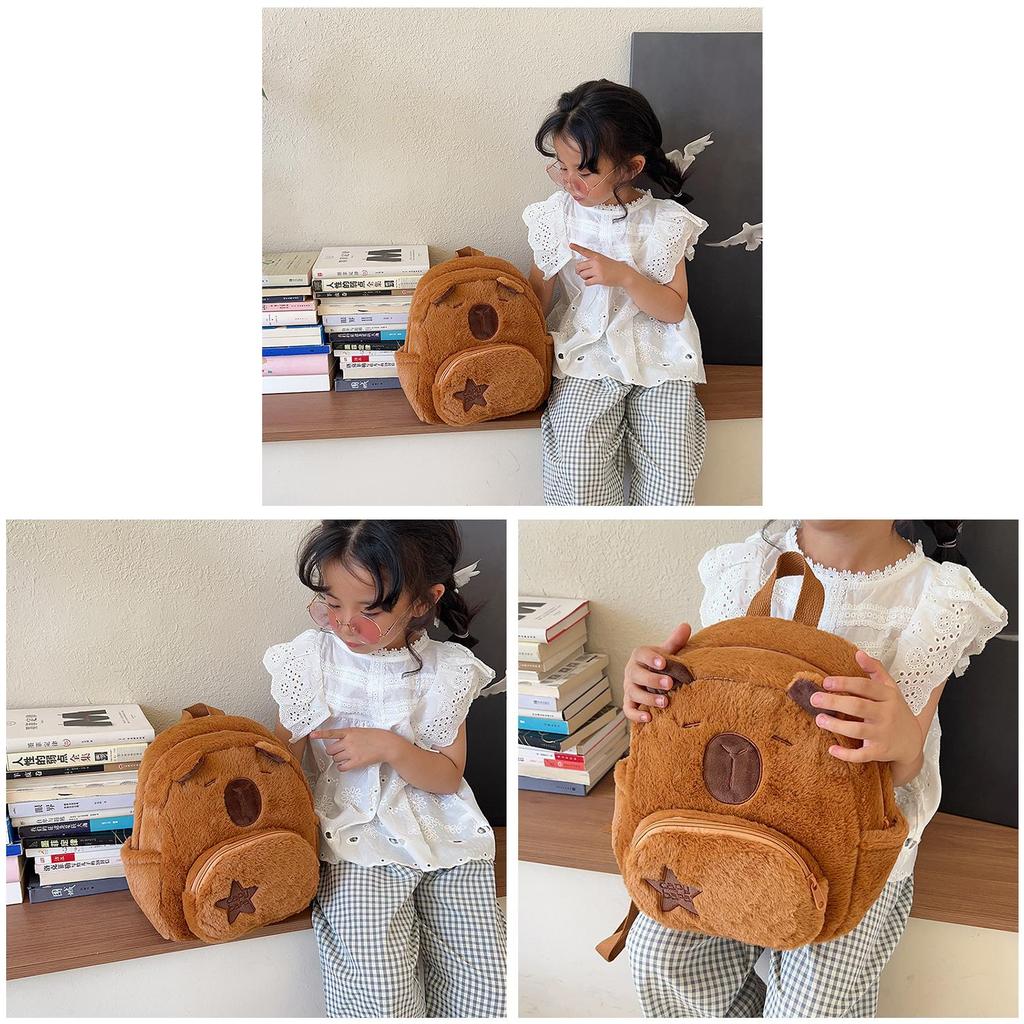 Capybara Animal Zipper Plush Toy Backpack Cartoon Doll Schoolbag Birthday Gift