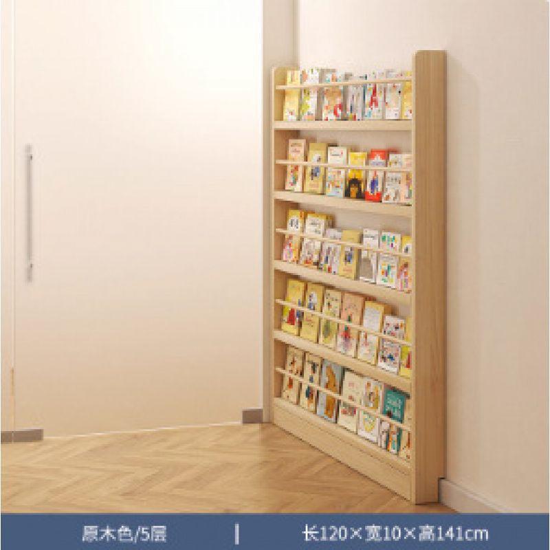 Behind the Door Bookshelf, Solid Wood Wall-mounted Storage Rack, Narrow Bookcase for Children's Rooms, Multi-layer Cabinet