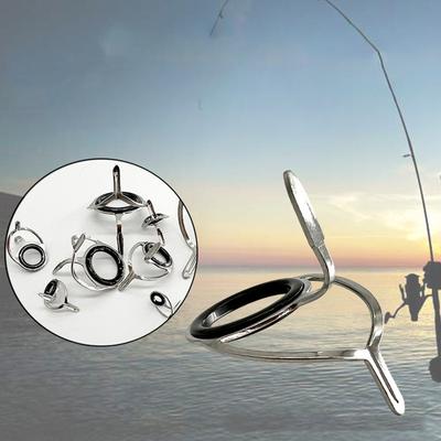 8Pcs Fishing Rod Guide Ceramic Rings Repair Kit Set Replacement Fishing Rod Top Ring Tip Eye Guide Fishing Accessories