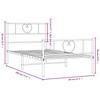 Metal Bed Frame with Headboard and Footboard White 100 x 190 cm