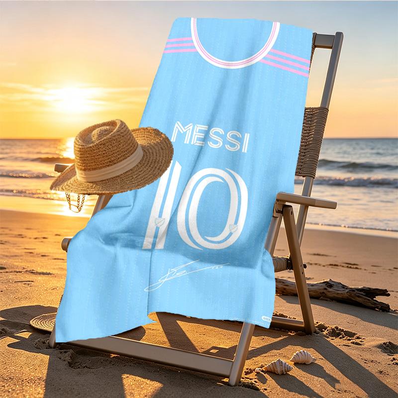 Lionel Messi Print Beach Towel Design, Soft, Lightweight. for Home Bathroom, Spa, Pool, Yoga, Surfing, Camping, Gift for Family, Friend