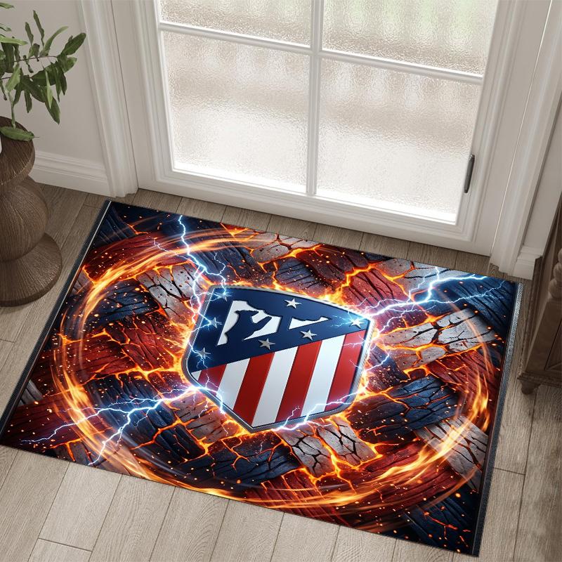 Atletico Madrid Design Crystal Velvet Carpet Cozy Non?Slip Printed Rug For Bedroom Living Room Entrance