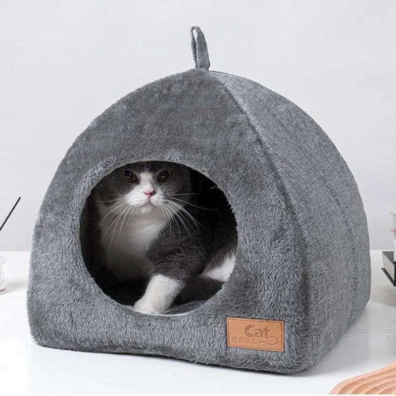 Cat Cottage Triangle Cat Litter Enclosed Cat House Pet Litter Warm Thickened Deep Sleep Kennel Pet Supplies