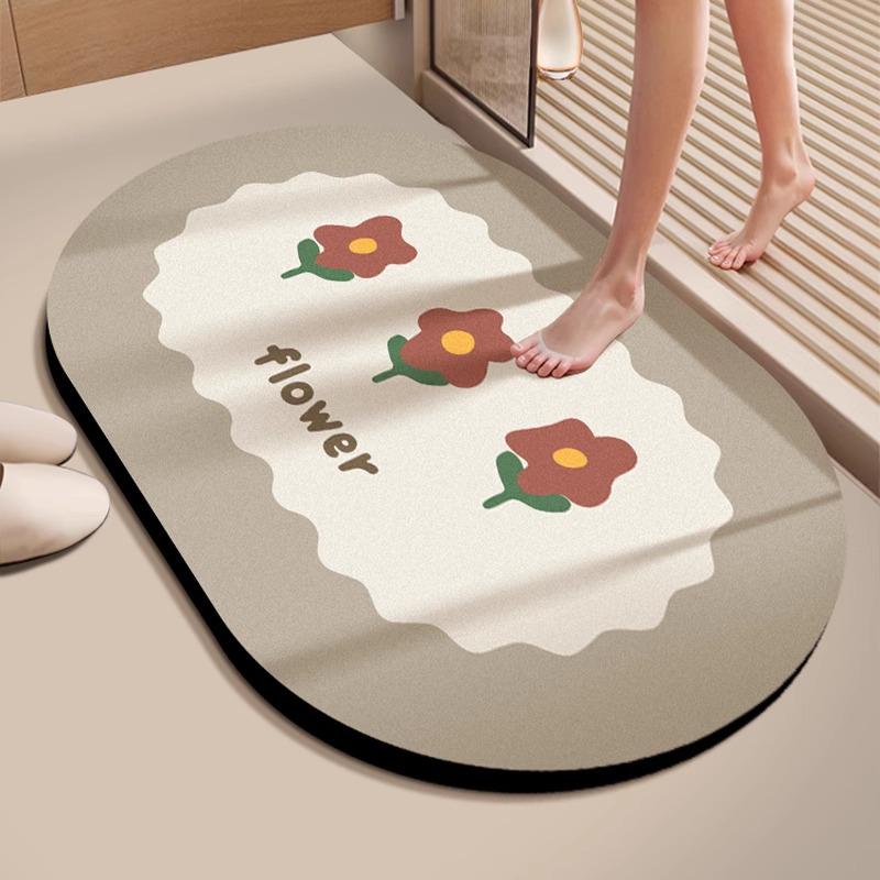 Anti-Slip Diatom Mud Bathroom Mat: Water-Absorbent, Stain-Resistant, Easy-Clean Floor Mat for Toilet Entrance
