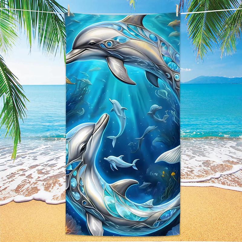 New Popular Marine Life Beach Towel Self-Delivery Warehouse Microfiber Quick-Drying Towel