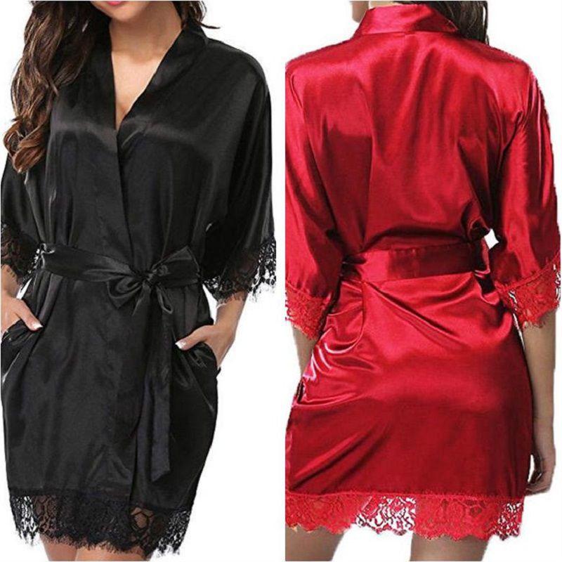 Silk Plain Womens Satin Robes Bridal Wedding Bridesmaid Bride Gown Robe Bath