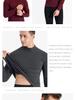 Men's Velvet Base Layer Semi-High Neck Fleece Long Sleeve Warm Top