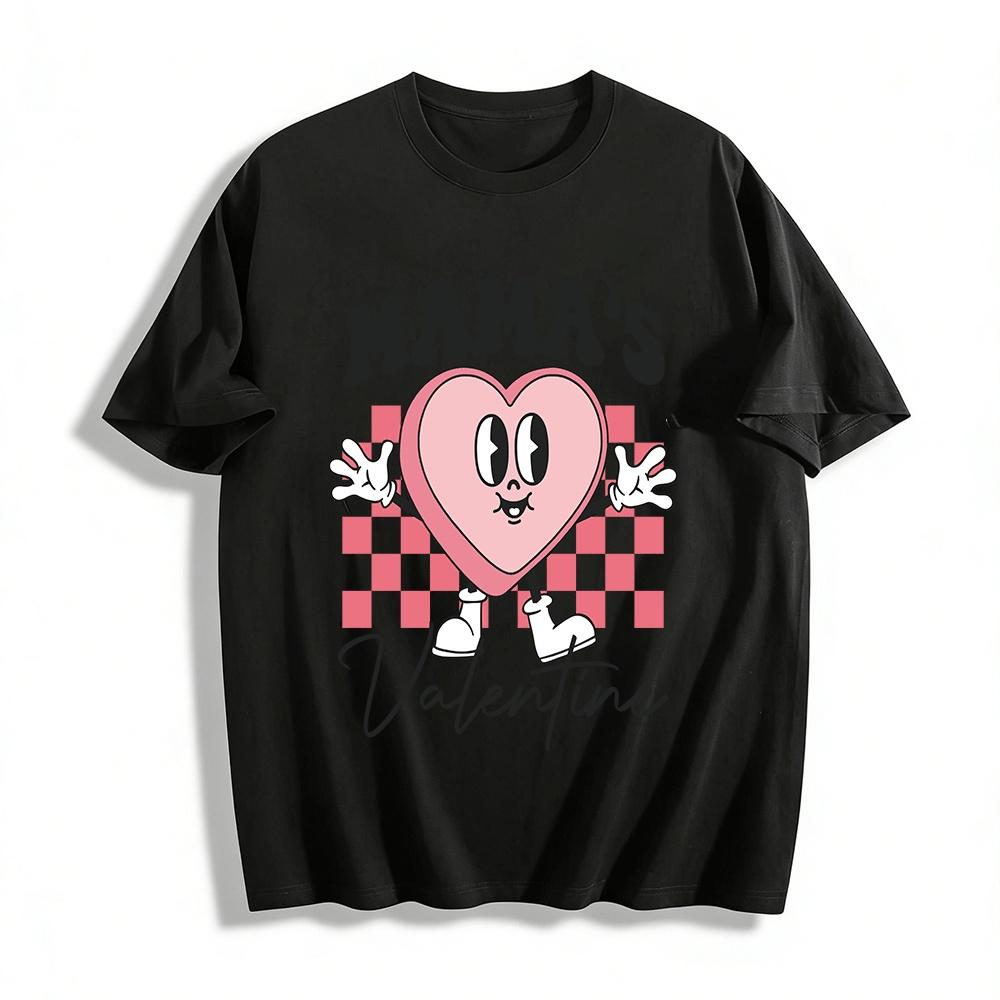 

Women s Mama s Valentine Retro Heart Graphic Casual Holiday Top Pure cotton T-shirt XXS