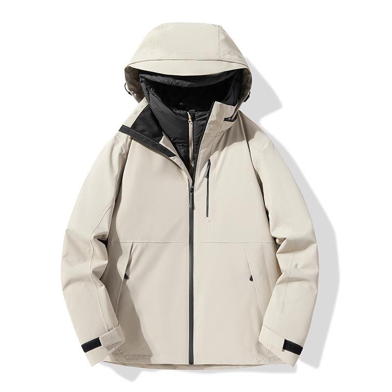 Winter Quality Couple Three-in-one Tibetan Hat Down Solid Color Jacket Sports Outdoor Jacket