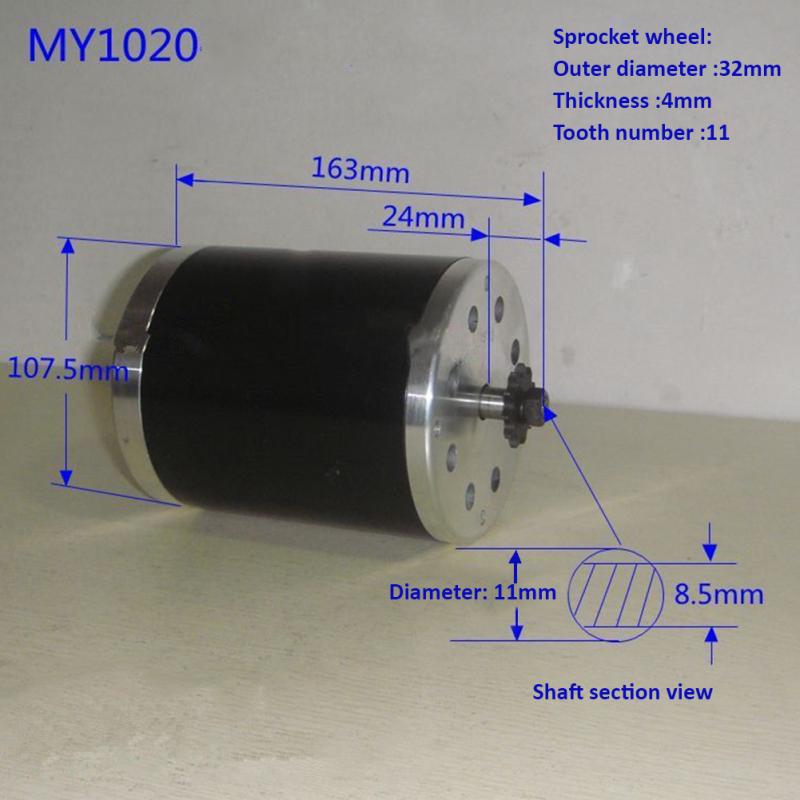 Buy 500W 24V / 36V / 48V Electric Brushed Motor with Bracket for DIY