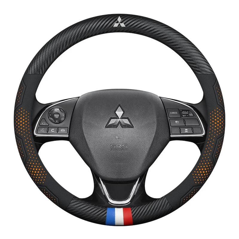 For Mitsubishi Outlander Pajero Asx Colt Lancer Evolution X L200 Triton RALLIART Car Anti-Slip Carbon Fiber Steering Wheel Cover AV2