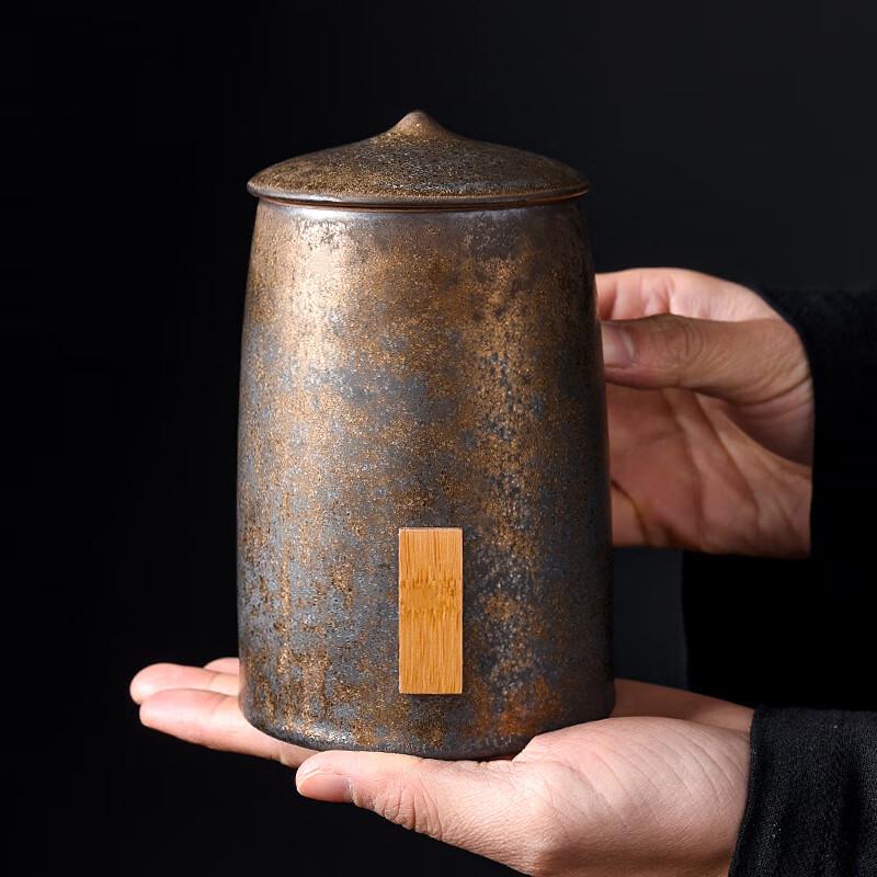 Retro forgyllet keramisk teoppbevaringskrukke