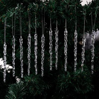 48pcs/set Christmas Decorations Acrylic Icicle Hangers Simulated Ice Strips Ice Drop Hangers Atmosphere Arrangement Ice Cones