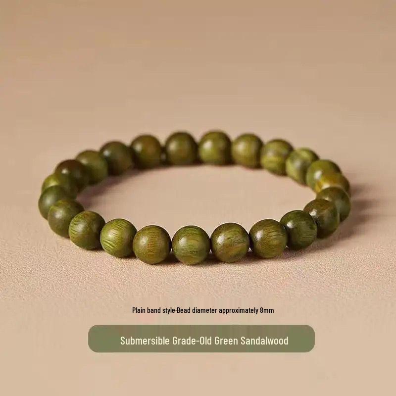Men s and Women s Natural Green Sandalwood Agarwood Wénwán Buddhist Prayer Beads Bracelet