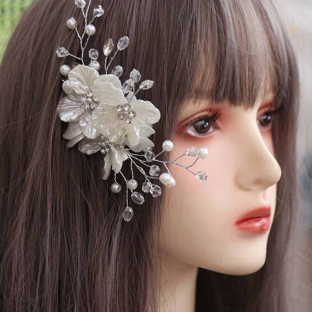 White Bridal Headwear Handmade Wedding Hairpin Exquisite Bride Headdress  Hair Jewelry