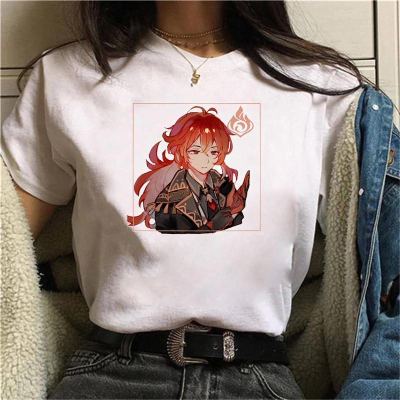 Graphic Kawaii Aesthetic Graphic Short Sleeve Tee Genshin Printed Women T-Shirts Harajuku O-Neck Casual Tops Female Clothes