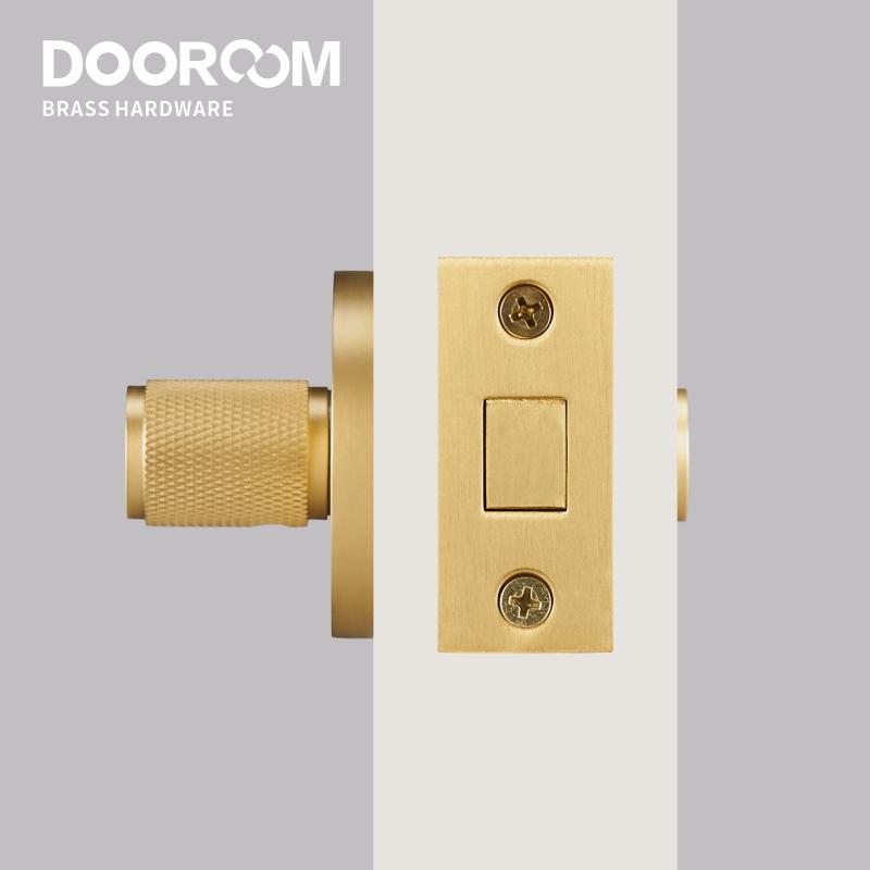 Dooroom Mässing Räfflad Dold Dörrlås Set Vardagsrum Badrum Osynlig Tumvridning Matt Svart Borstad Mässing Öppna Vid Nödfall