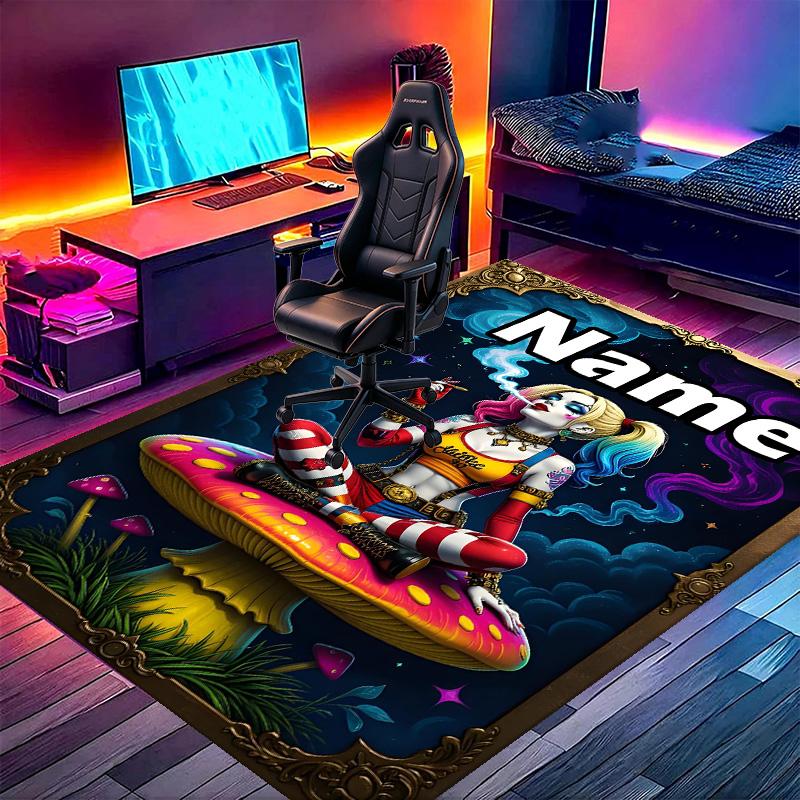 Custom Name Personalized Superhero Print Carpet, Versatile Home Decor Rug, for Playroom, Apartment, Balcony, Entryway, Hallway Gift