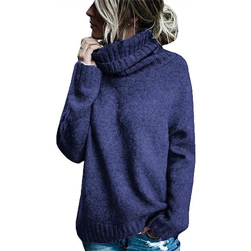 Women S High Neck Long Sleeve Pullover Knit Sweater