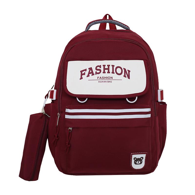 Print Letter Fashion Backpack With 16in Laptop Compartment Breathable For School