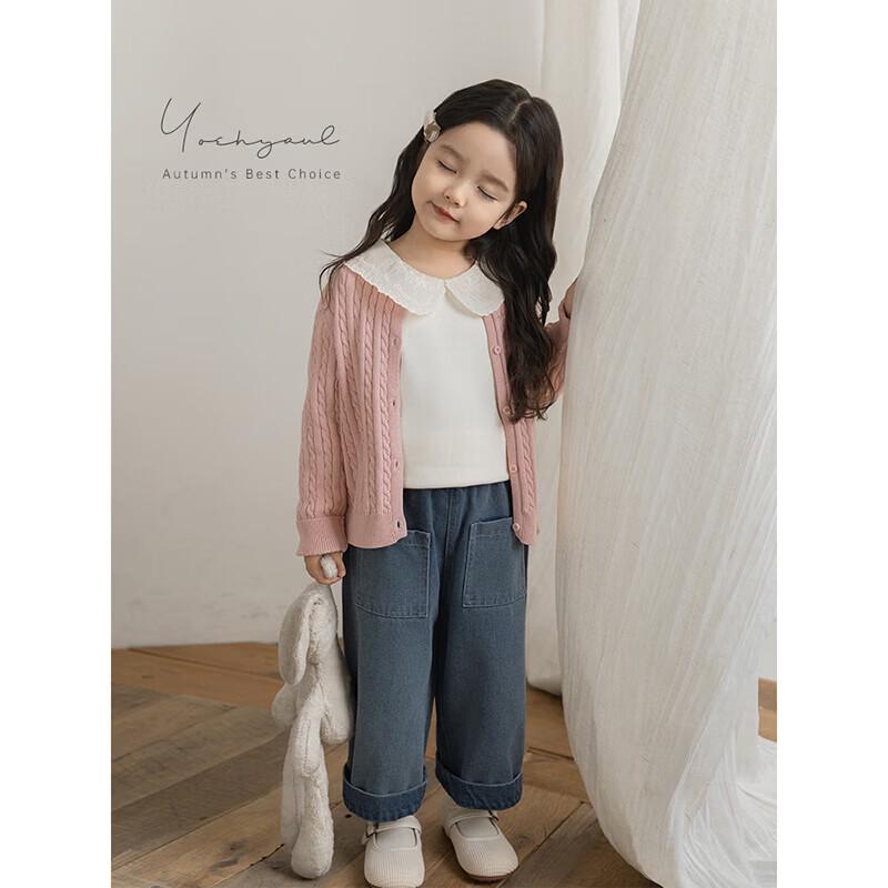 Yooyoo Mädchen Langarm-Oberteil mit besticktem Puppenkragen