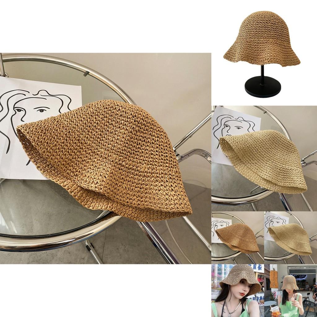 Chic Women's Foldable Straw Hat Breathable Beach Sun Hat For Summer Spring