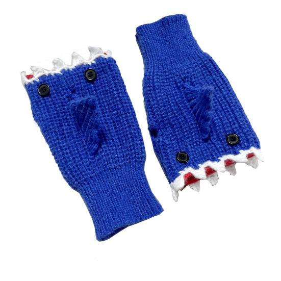 Shark Bite Knitted Gloves Cute Shark Fingerless Gloves Stretchy Warm Knit Gloves Christmas Birthday Gift for Shark Lovers Women Men Teens