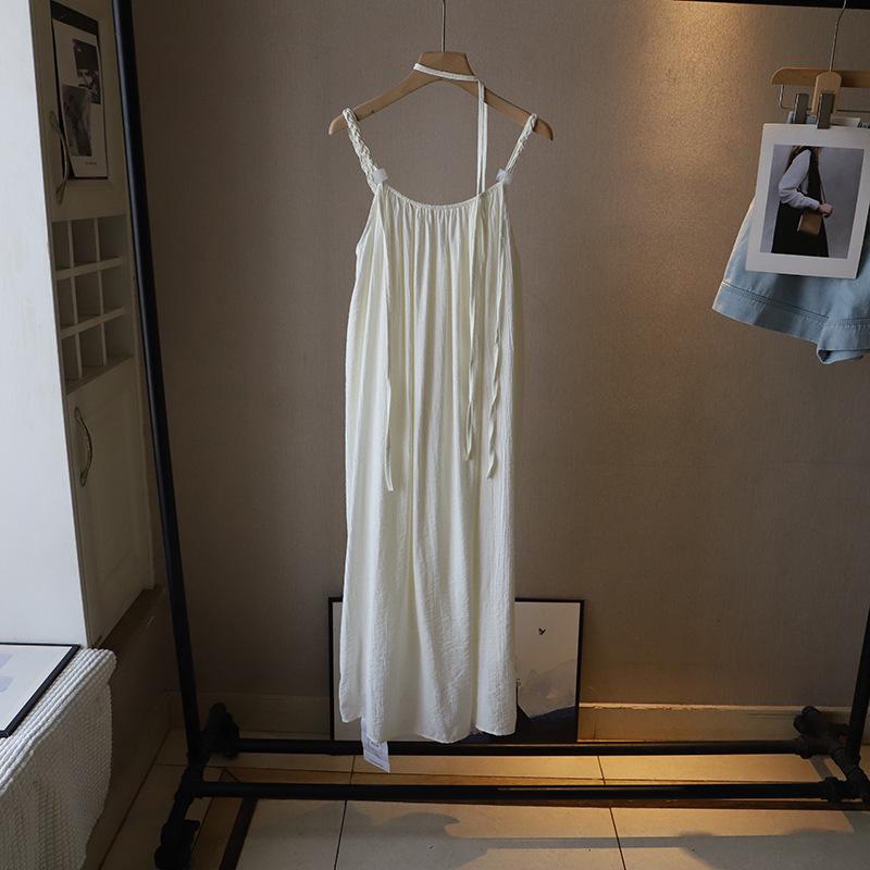 

Летнее макси-платье в корейском стиле с драпировкой и на тонких бретельках для женщин One Size абрикосовый