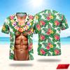 Maglietta Divertente Finti Addominali Uomo Hawaiana Stampa 3D Motivo Fiori Tropicali Foglie Manica Corta Estiva Piscina Spiaggia Novità Top per Festa