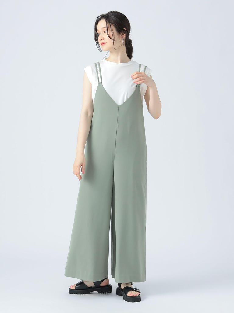 Beams Heart All-in-One/Overalls French Pullover X Overalls (Set Item) Women's OLIVE ONE SIZE