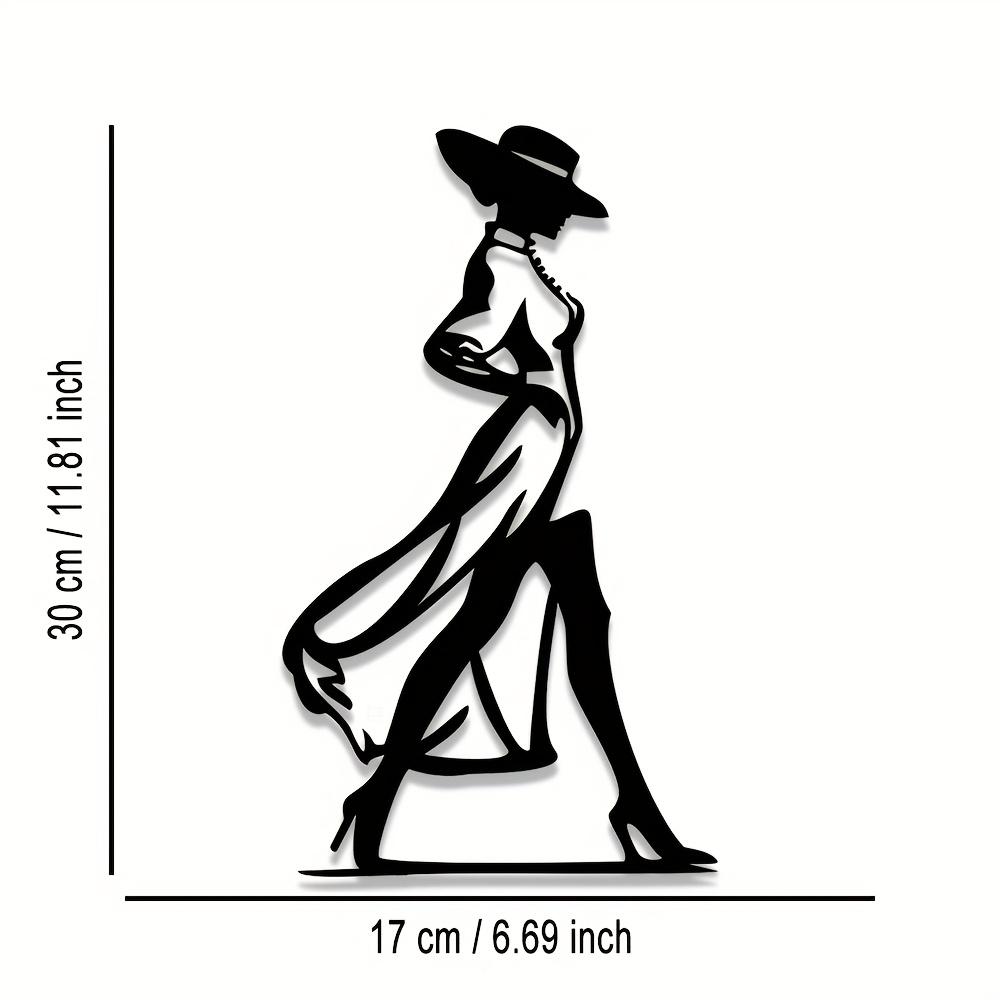 

Minimalist Woman Face Metal Wall Art Black Home Decor Living Room Bedroom Office Hanging Sign 12in