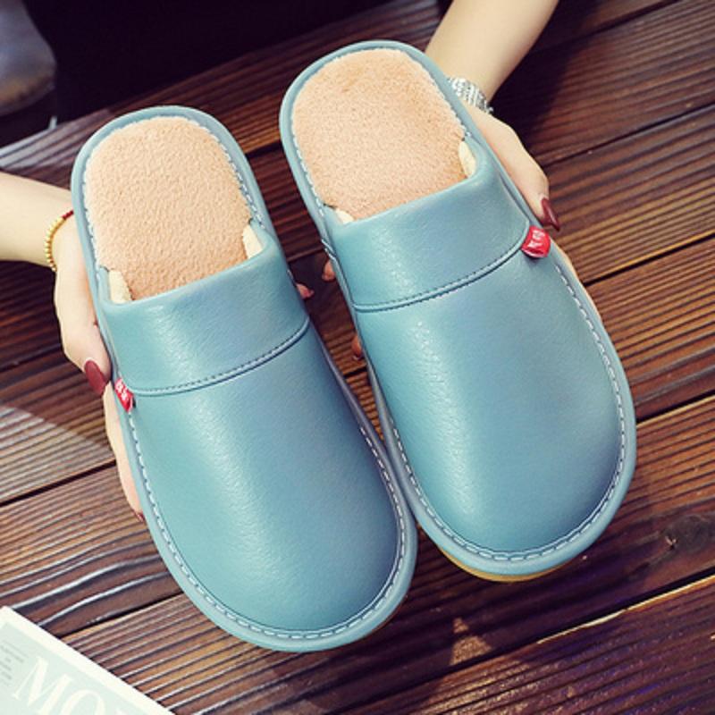 

Кофейные мужские зимние тапочки короткие плюшевые домашние туфли унисекс модные кожаные тапочки мужские спальные туфли 4.5 светло-синий