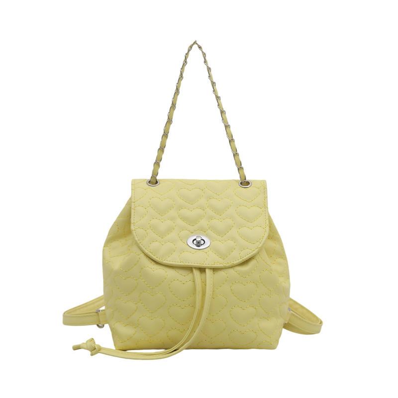 Korean Style Heart Embroidered Pu Shoulder Bag With Chain Chain For Daily Casual Use