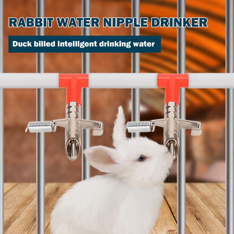 Bunny Water Dispenser Metal Rabbit Automatic Nipple Drinker Automatic Watering Kit Poultry Watering System Rabbit Waterer 10 PCS