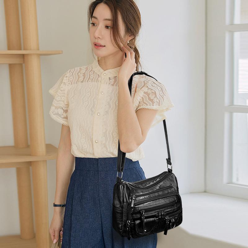 Umhängetasche mit mehreren Taschen und Nähten für Damen, mehrere Lagen