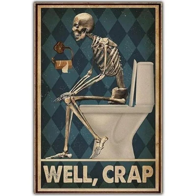 Vintage Metal Tin Poster Retro Bathroom Wall Art Sign Restroom Decor Plaque Metal Plate Poster for Toilet Home Decor