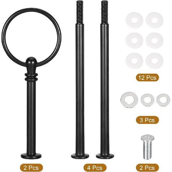 uxcell 2 Sets Cake Tray Stand Handle Cupcake Dessert Plate Hardware Fitting Holder Rod Stand Handle for Cake Stand Wedding Party, 3-Tiers Round Black
