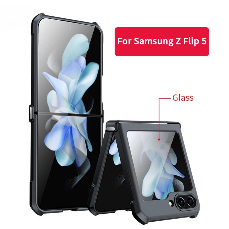 Xundd For Samsung Galaxy Z Flip 7 5 Z Flip 6 7 5G Case Airbag Shockproof Acrylic+TPU+Glass Back Cover
