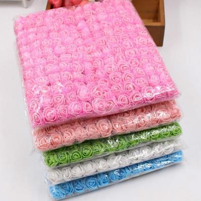 72 Pcs/lot PE Rose Flowers Lace Foam Flower Bouquet Solid Color Diy Wreath Craft Fake Flowers JM08