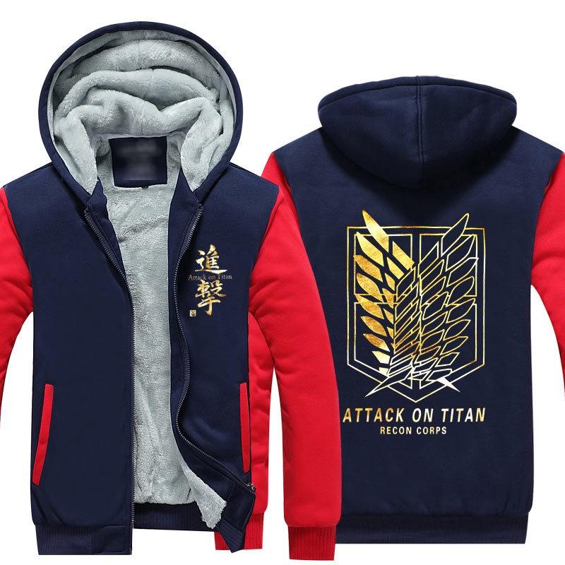 Anime On Attack Titan Winter Zipper Jacket Freedom Wings Sweatshirts Hoodie