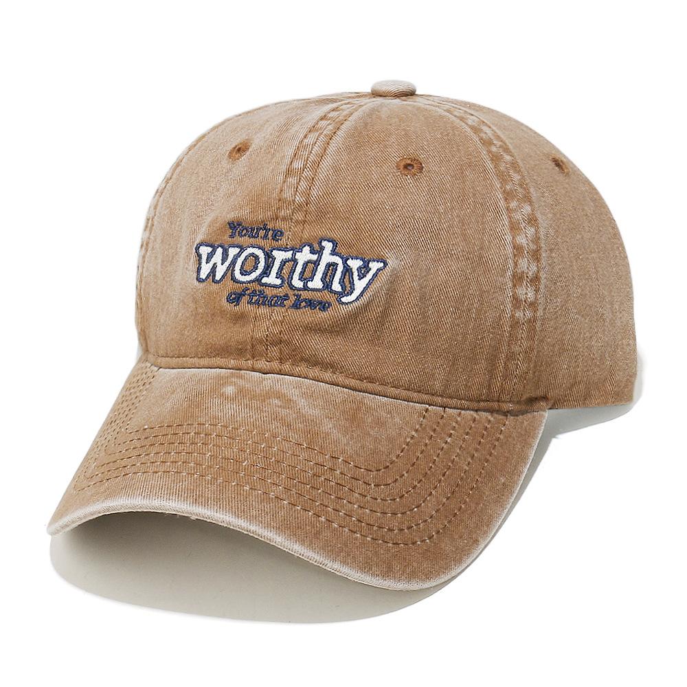 New retro washed letter embroidered baseball cap men's and women's soft top cap casual versatile sun hat