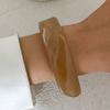 SHIXIN Trendy Irregular Resin Acrylic Wide Bangle Bracelet for Women Punk Metal Geometry Spring Open Bangle Personalized Jewelry