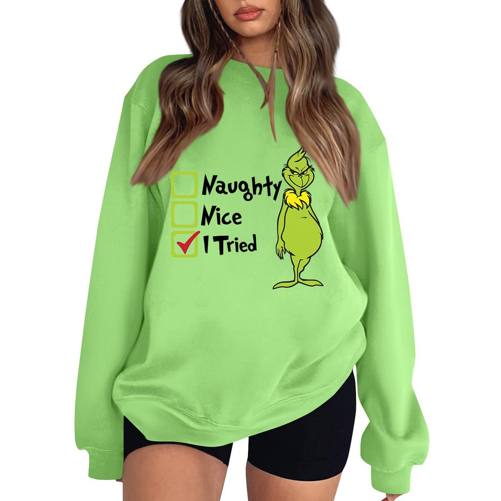 Women's Sweatshirt Sports Christmas  Print Pullover Sweatshirt Round Neck Long Sleeve Top Casual Sweatshirt