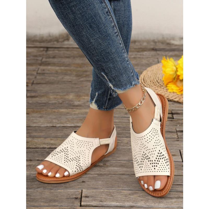 Women's Flat Sandals Women's Spring and Summer New Open Toe Fashion Beach Shoes Low Heel Comfortable Large Size Sandals