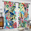 Set Of 2 Colorful Flower Pattern Printed Curtains Bedroom Living Room Home Decoration Curtain Polyester Perfect For Area