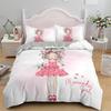 Cartoon Lovely Girls King Queen Duvet Cover Cute Little Girl Pattern Bedding Set Kids Pink Pretty 2/3pcs Polyester Quilt Cover